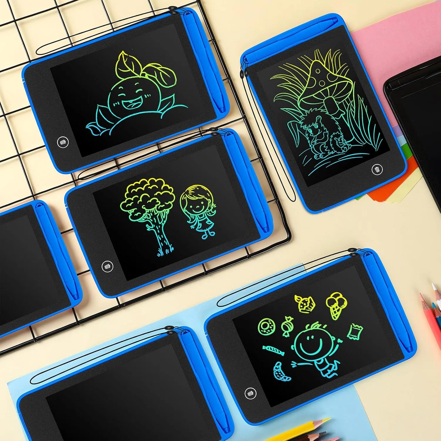 Zhehao 12 Pcs LCD Writing Tablet Drawing Board Doodle Board Educational Toys Erasable Electronic Painting Learning Pads Gift for Age 6  Years Old Girls Boys(Blue, 6.5 Inch Screen)