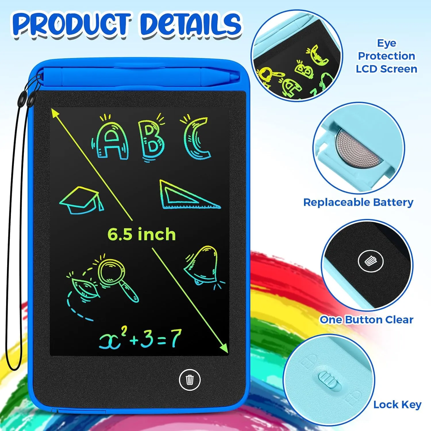 Zhehao 12 Pcs LCD Writing Tablet Drawing Board Doodle Board Educational Toys Erasable Electronic Painting Learning Pads Gift for Age 6  Years Old Girls Boys(Blue, 6.5 Inch Screen)