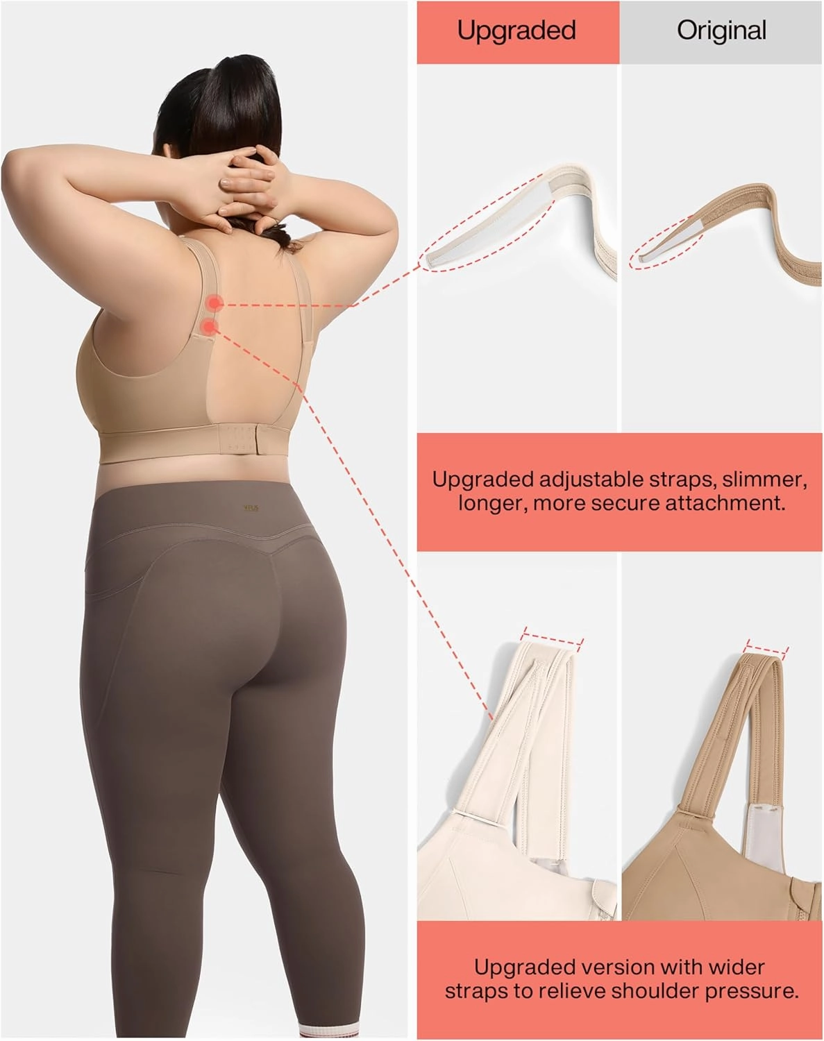 Zip Front Adjustable High Impact Sports Bras for Women Large Breasts Full Coverage Workout Running Removable Pads