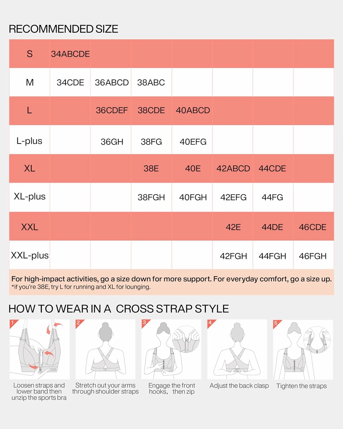 Zip Front Adjustable High Impact Sports Bras for Women Large Breasts Full Coverage Workout Running Removable Pads