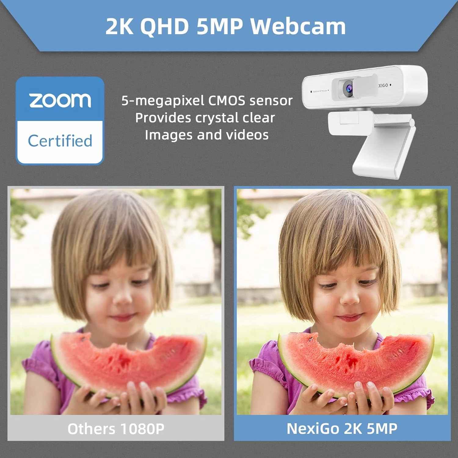 Zoom Certified, NexiGo N940P (Gen 2) 2K Zoomable Webcam with Remote| Sony_Starvis Sensor | 3X Zoom in and Out| Dual Stereo Microphone, for Zoom/Skype/Teams/Webex (White)