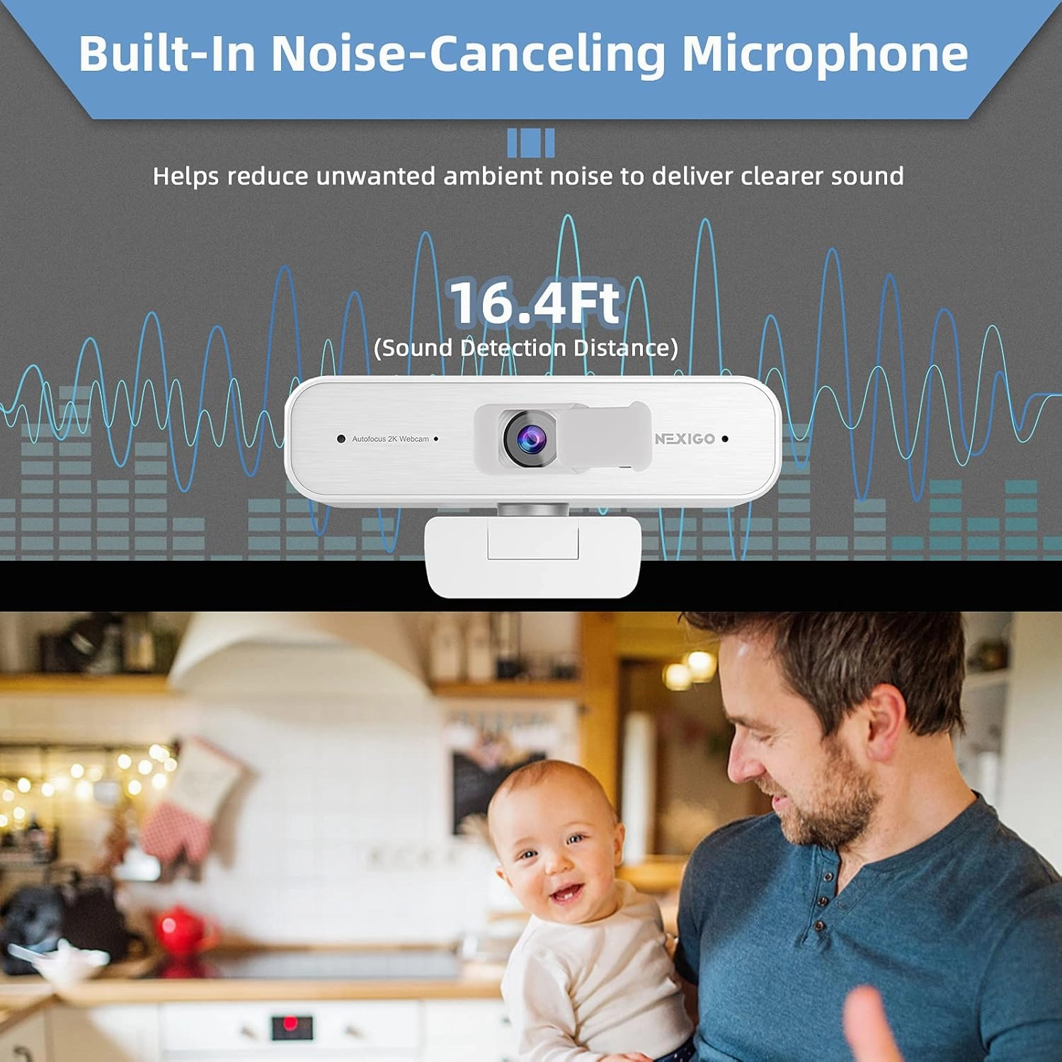 Zoom Certified, NexiGo N940P (Gen 2) 2K Zoomable Webcam with Remote| Sony_Starvis Sensor | 3X Zoom in and Out| Dual Stereo Microphone, for Zoom/Skype/Teams/Webex (White)