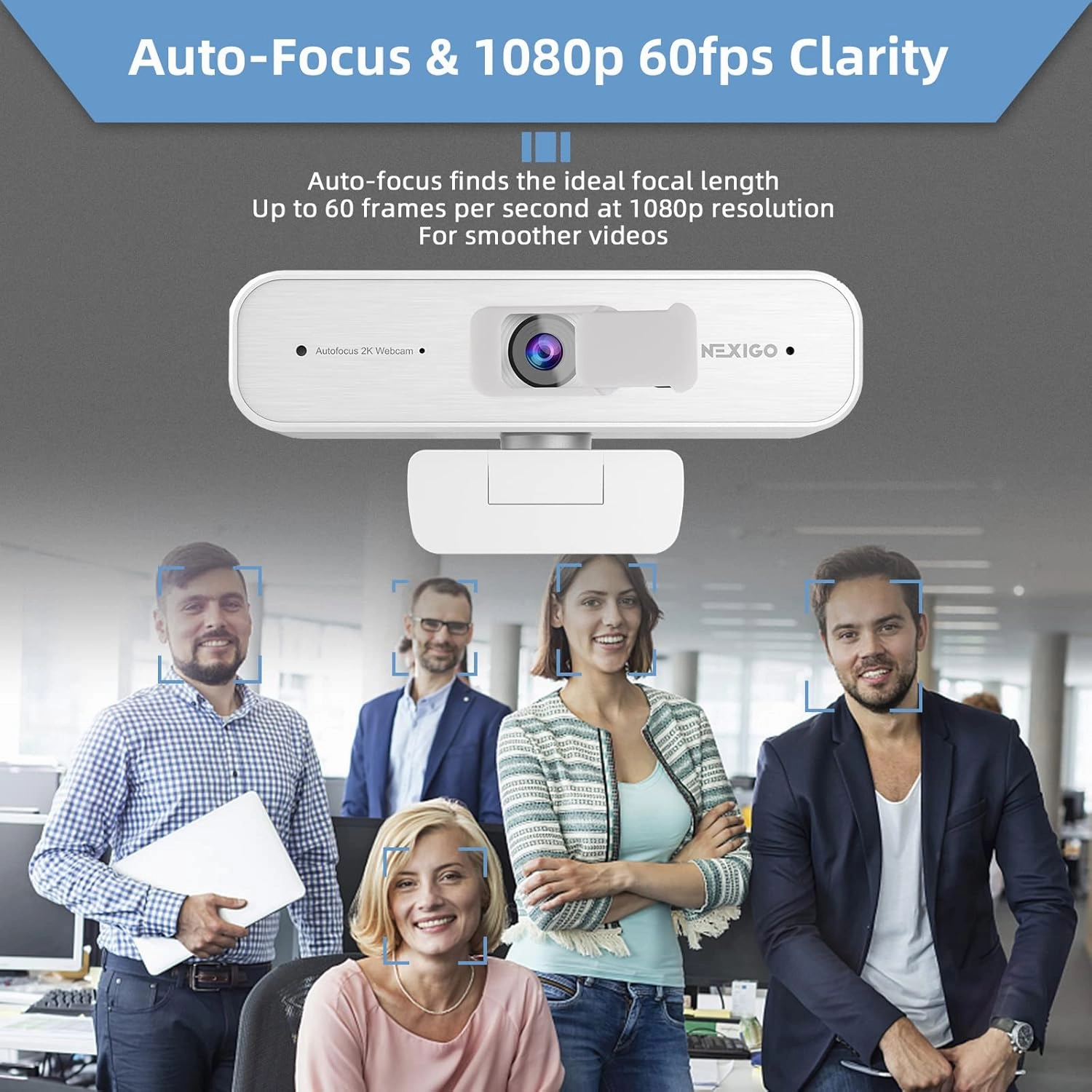 Zoom Certified, NexiGo N940P (Gen 2) 2K Zoomable Webcam with Remote| Sony_Starvis Sensor | 3X Zoom in and Out| Dual Stereo Microphone, for Zoom/Skype/Teams/Webex (White)