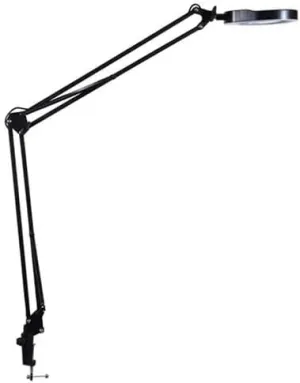 ZTBH Microscope Accessories Kit Flexible Clamp-on Table Lamp with 10x 20x Magnifier Glass Swing Arm Dimmable Illuminated Magnifier HD 48 LED Lamps Microscope Slides(Color:Black 350MM)